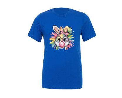 brand:Generic|color:True Royal Blue|Easter Bunny Blowing Graphic T-Shirt