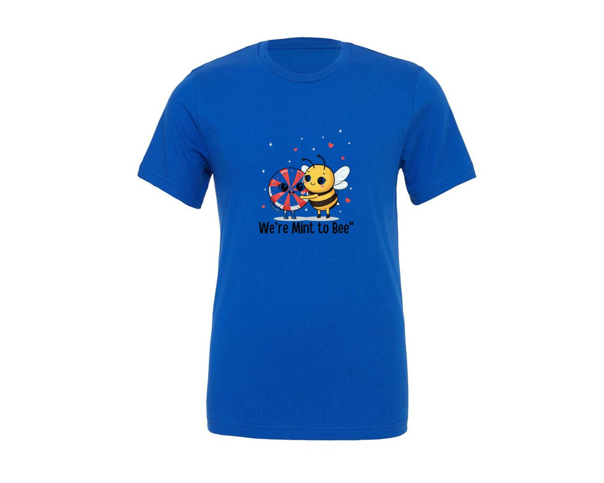 brand:Generic|color:True Royal Blue|Were Mint To Bee Valentine Peppermint Graphic T-Shirt
