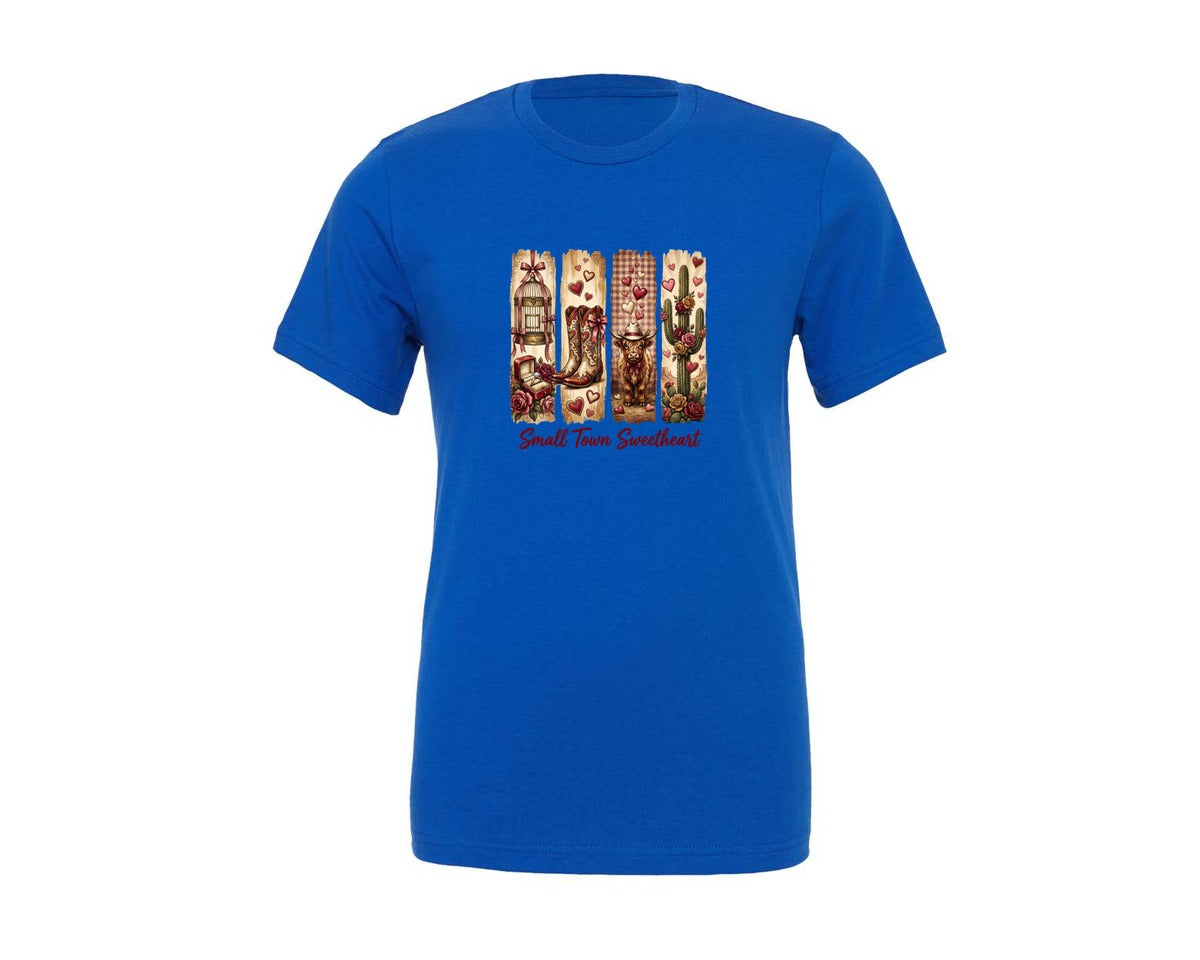 brand:Generic|color:True Royal Blue|Small Town Sweetheart Western Valentine Graphic T-Shirt