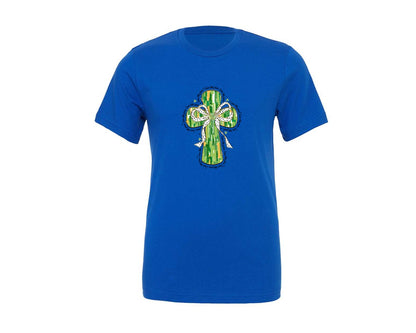 brand:Generic|color:True Royal Blue|Love Like Jesus Cross Bow Graphic T-Shirt