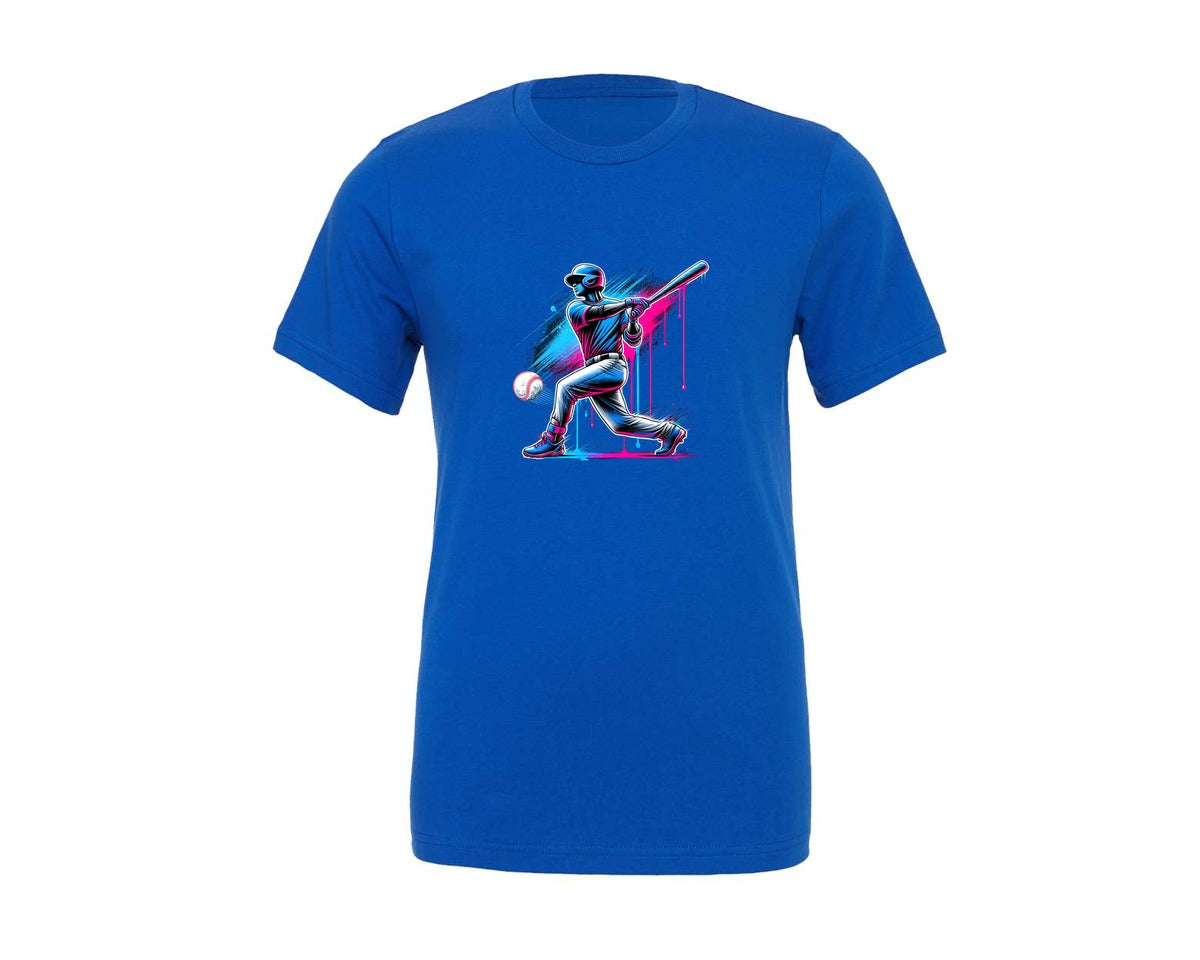 brand:Generic|color:True Royal Blue|Baseball Player Ice Cream Drip Baseball Graphic T-Shirt