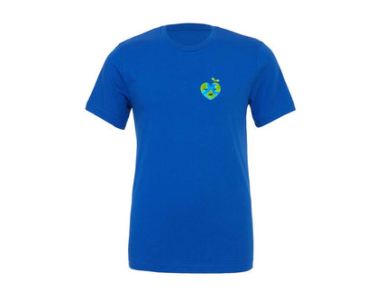 brand:Generic|color:True Royal Blue|Love Heart Earth Globe Pocket Design Graphic T-Shirt
