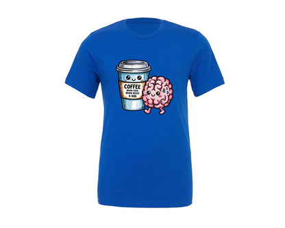 brand:Generic|color:True Royal Blue|Whimsical Coffee Hug Graphic T-Shirt