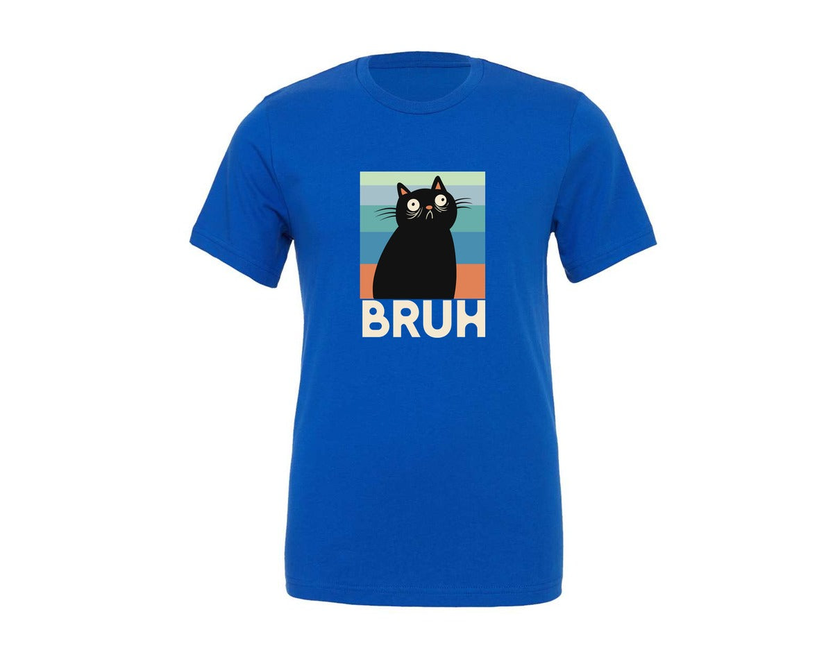 brand:Generic|color:True Royal Blue|Meme Black Cat T Shirt Design Graphic T-Shirt