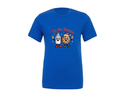brand:Generic|color:True Royal Blue|Milk And Cookies Tis The Season 3 Graphic T-Shirt