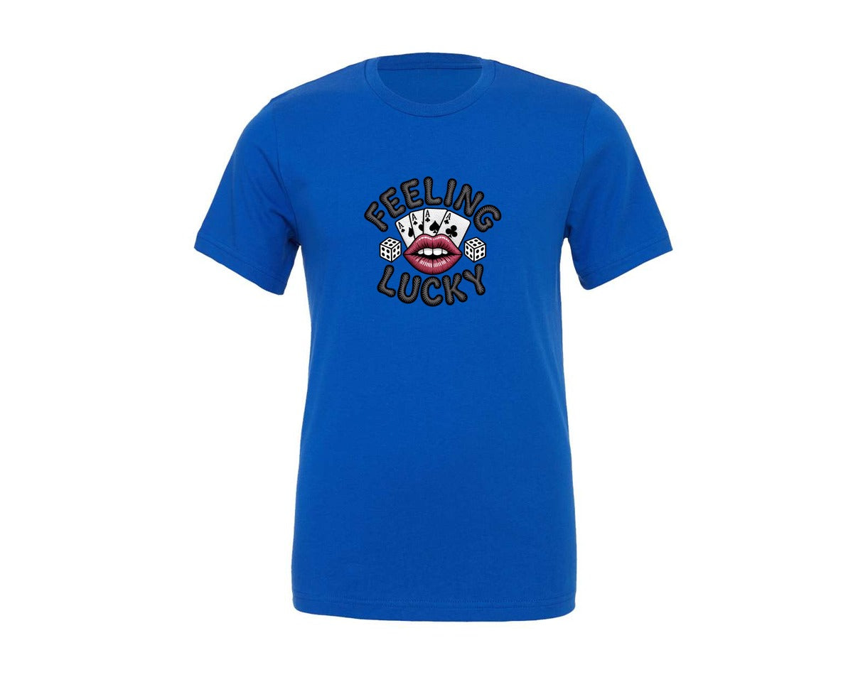 brand:Generic|color:True Royal Blue|Feeling Lucky Latch Hook Valentines Day Graphic T-Shirt
