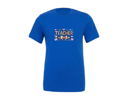 brand:Generic|color:True Royal Blue|Teacher Valentine School Tee Graphic T-Shirt