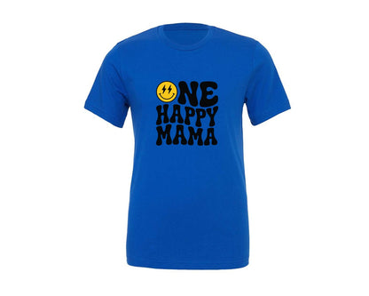 brand:Generic|color:True Royal Blue|One Happy Mama Birthday Mom Graphic T-Shirt