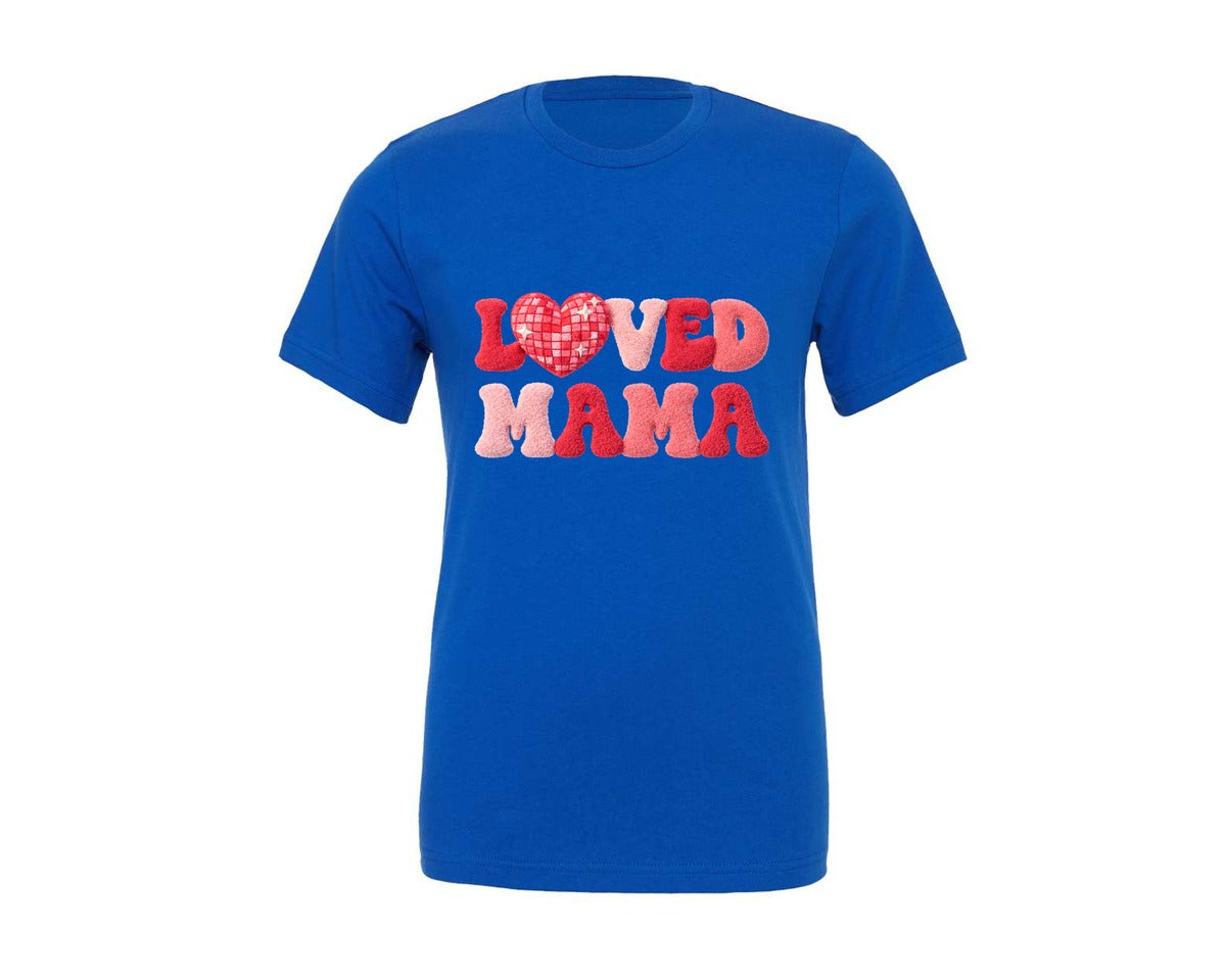 brand:Generic|color:True Royal Blue|Loved Mama Loved Mini Valentines Day 2 Graphic T-Shirt