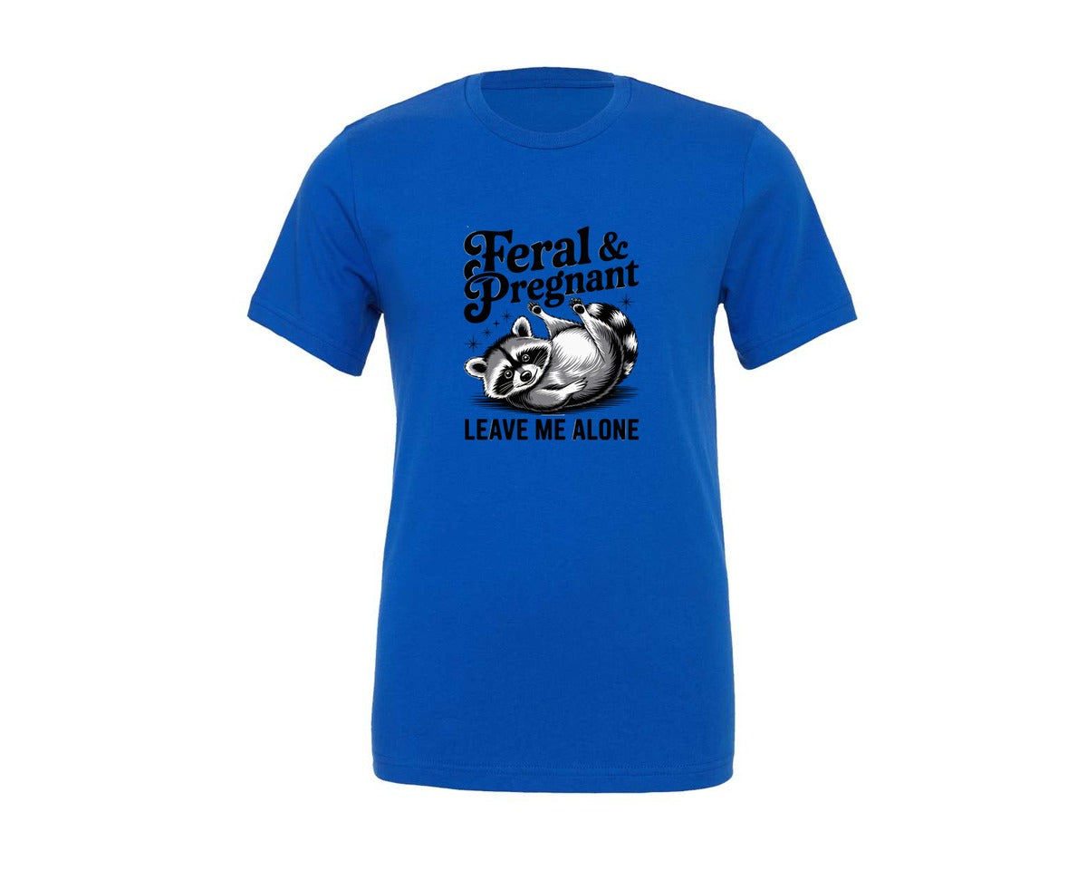 brand:Generic|color:True Royal Blue|Feral And Pregnant Raccoon Pregnancy Graphic T-Shirt