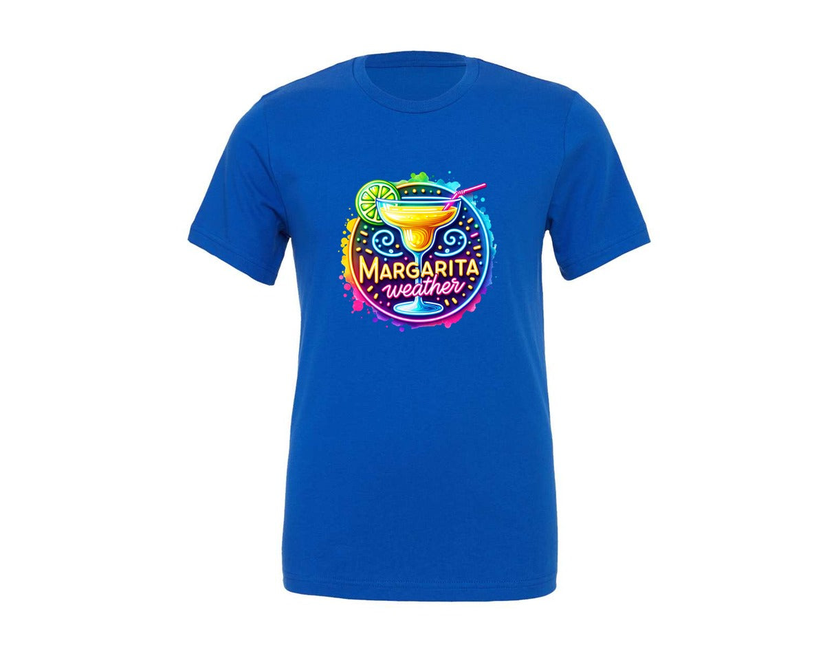 brand:Generic|color:True Royal Blue|Colorful Neon Margarita Weather Graphic T-Shirt