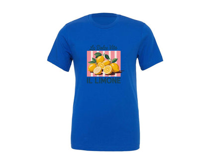 brand:Generic|color:True Royal Blue|La Dolce Vita Il Limone Italian Lem Graphic T-Shirt