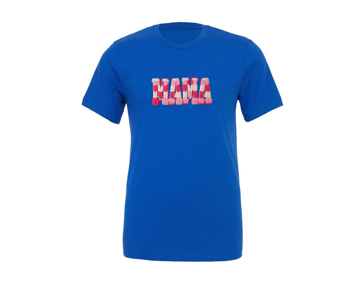 brand:Generic|color:True Royal Blue|Pink Mama Faux Yarn Trendy Shirt Graphic T-Shirt