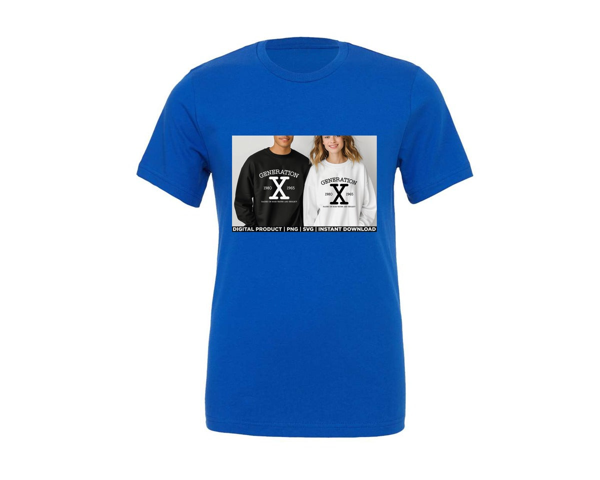 brand:Generic|color:True Royal Blue|Generation X 1965 1980 Raised On Shirt Graphic T-Shirt