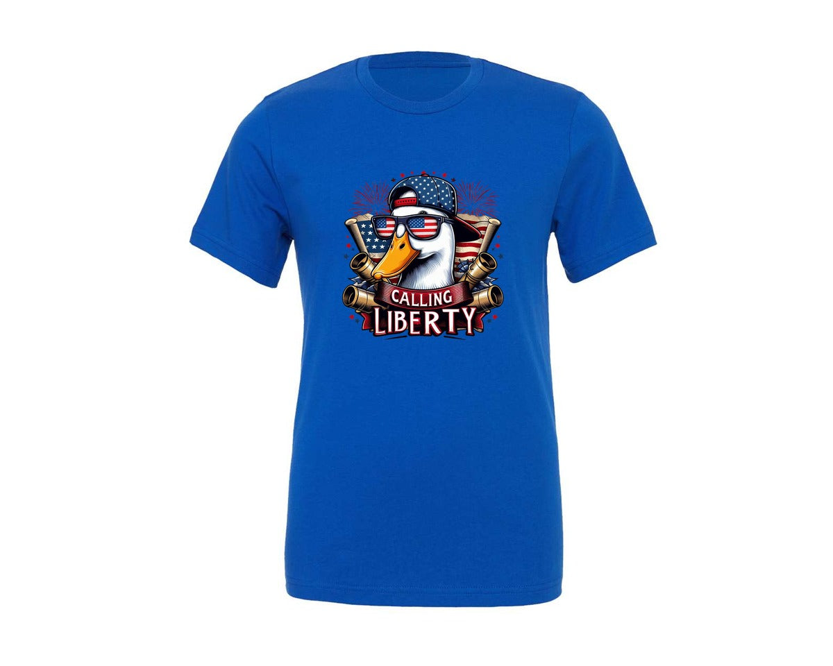 brand:Generic|color:True Royal Blue|Duck Hunting 4Th July Duck Call Graphic T-Shirt