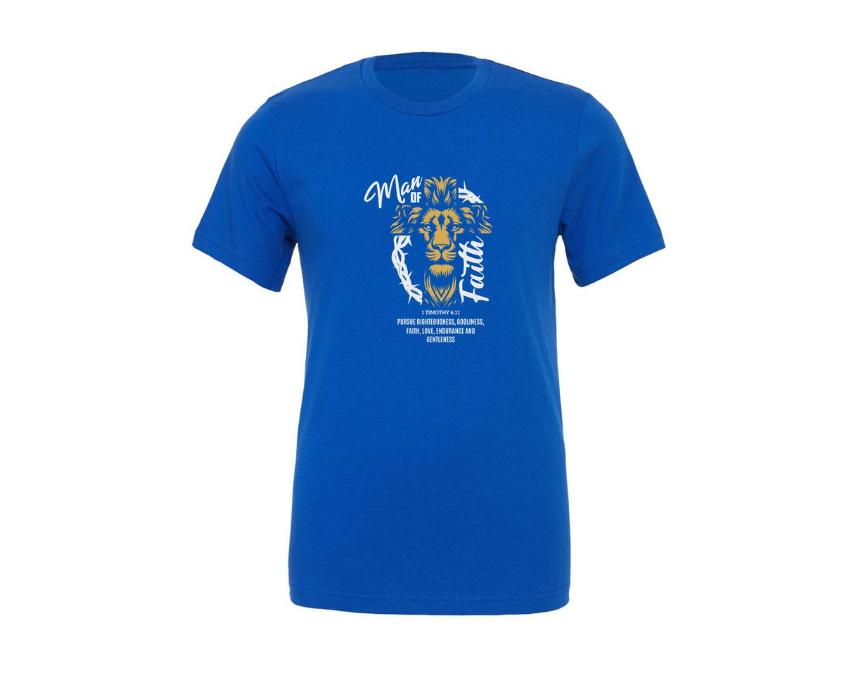 brand:Generic|color:True Royal Blue|Man Of Faith 1 Timothy 6 11 Graphic T-Shirt