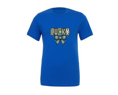 brand:Generic|color:True Royal Blue|Lucky St Patricks Day Coquette Graphic T-Shirt