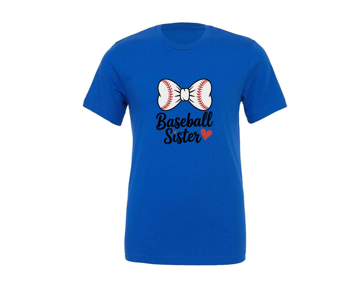 brand:Generic|color:True Royal Blue|Baseball Sister Bow Ai Graphic T-Shirt
