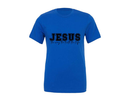 brand:Generic|color:True Royal Blue|Jesus The Way The Truth The Life 68 Graphic T-Shirt
