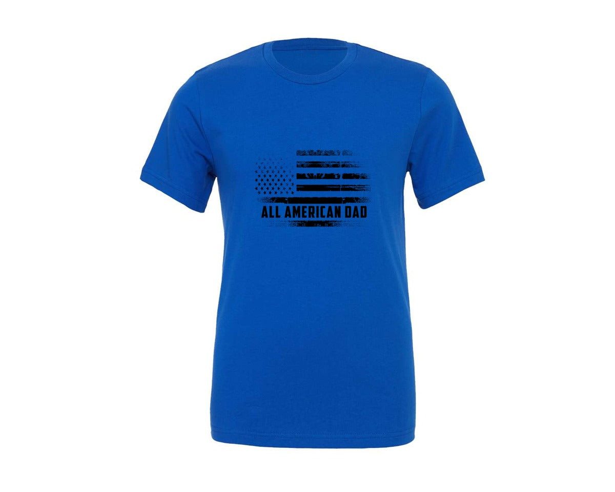 brand:Generic|color:True Royal Blue|All American Dad Design Usa Flag Graphic T-Shirt