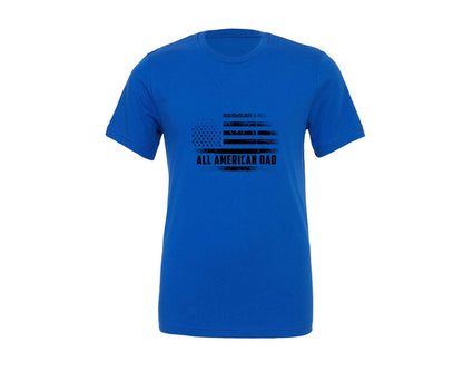 brand:Generic|color:True Royal Blue|All American Dad Design Usa Flag Graphic T-Shirt
