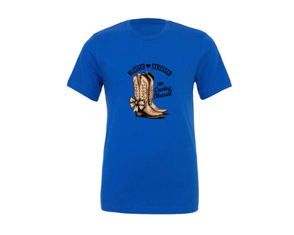 brand:Generic|color:True Royal Blue|Blessed Stressed Mom Western Mothers Day 2 Graphic T-Shirt
