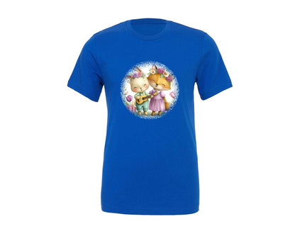brand:Generic|color:True Royal Blue|Couple Animals Round Tshirt 26 Graphic T-Shirt