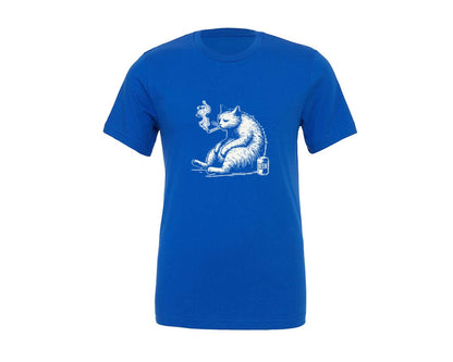 brand:Generic|color:True Royal Blue|Smoking Cat And Beer Shirt Graphic T-Shirt
