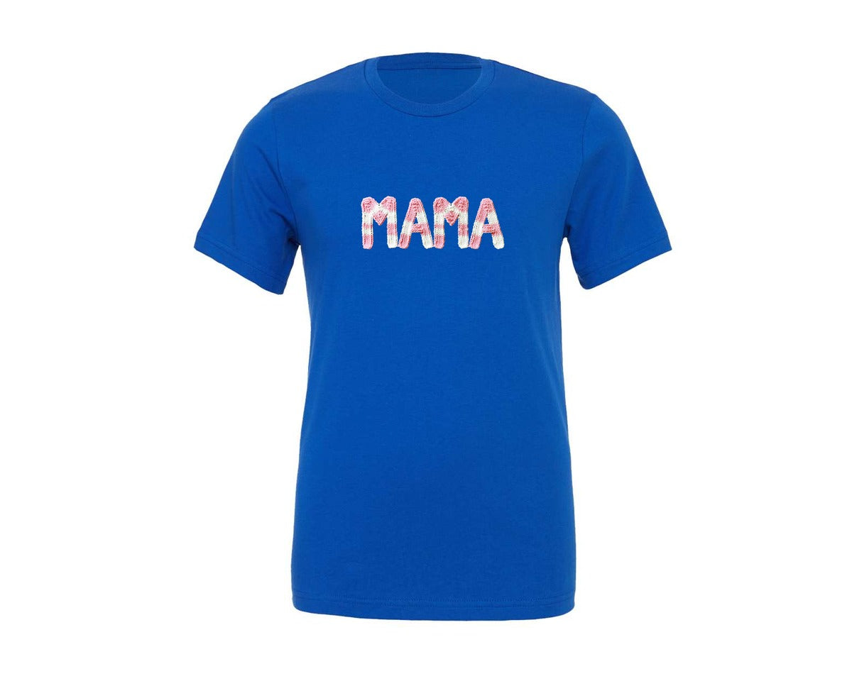 brand:Generic|color:True Royal Blue|Latch Hook Shirt Mama Life Graphic T-Shirt