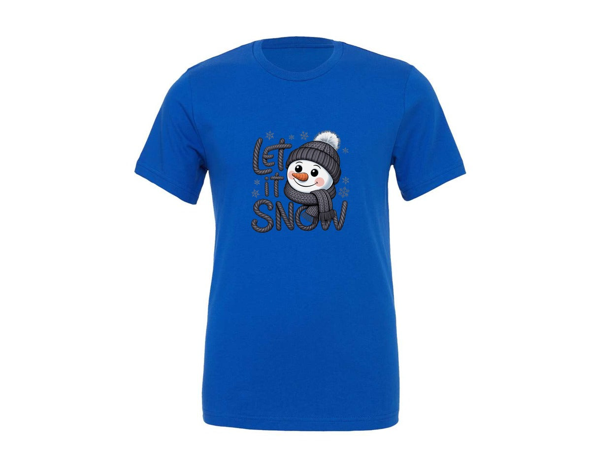brand:Generic|color:True Royal Blue|Let It Snow Latch Hook Yarn Crochet Graphic T-Shirt