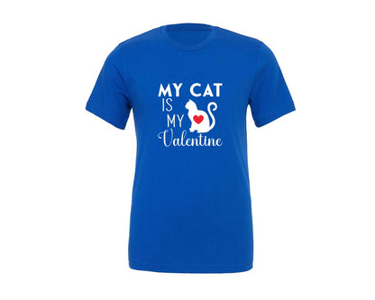 brand:Generic|color:True Royal Blue|My Cat Is My Valentine Cat Lover T Shirt Graphic T-Shirt