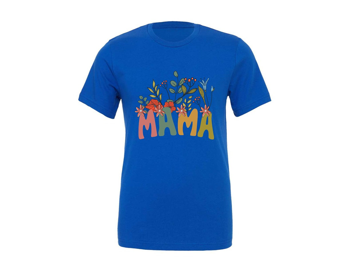 brand:Generic|color:True Royal Blue|Mama Shirt Wildflowers Mama Shirt Graphic T-Shirt