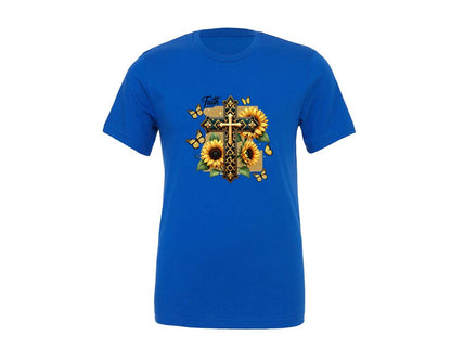 brand:Generic|color:True Royal Blue|Faith Cross Jesus Graphic T-Shirt