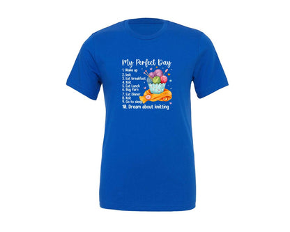 brand:Generic|color:True Royal Blue|My Perfect Day Knitting T Shirt Graphic T-Shirt