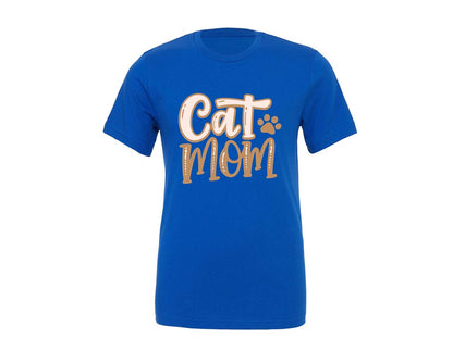 brand:Generic|color:True Royal Blue|Cat Mom Cute Crazy Cat Lady Quote Graphic T-Shirt