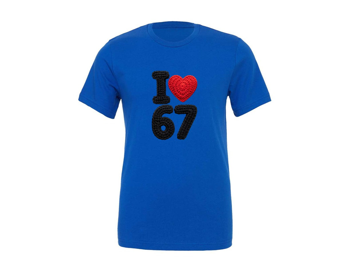 brand:Generic|color:True Royal Blue|Faux Crochet I Love Six Seven Graphic T-Shirt