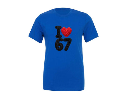 brand:Generic|color:True Royal Blue|Faux Crochet I Love Six Seven Graphic T-Shirt