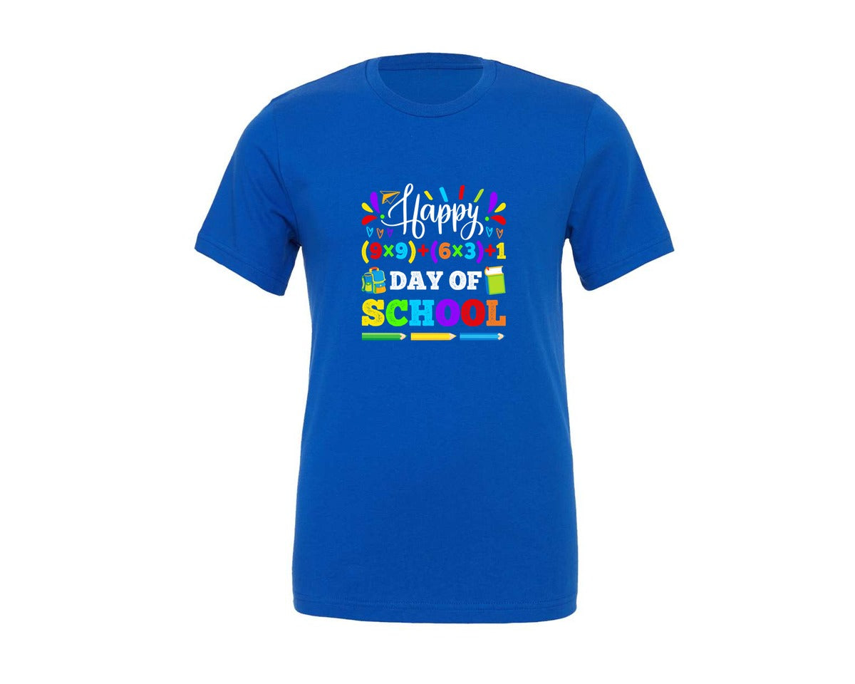brand:Generic|color:True Royal Blue|Happy 100 Day Of School Graphic T-Shirt