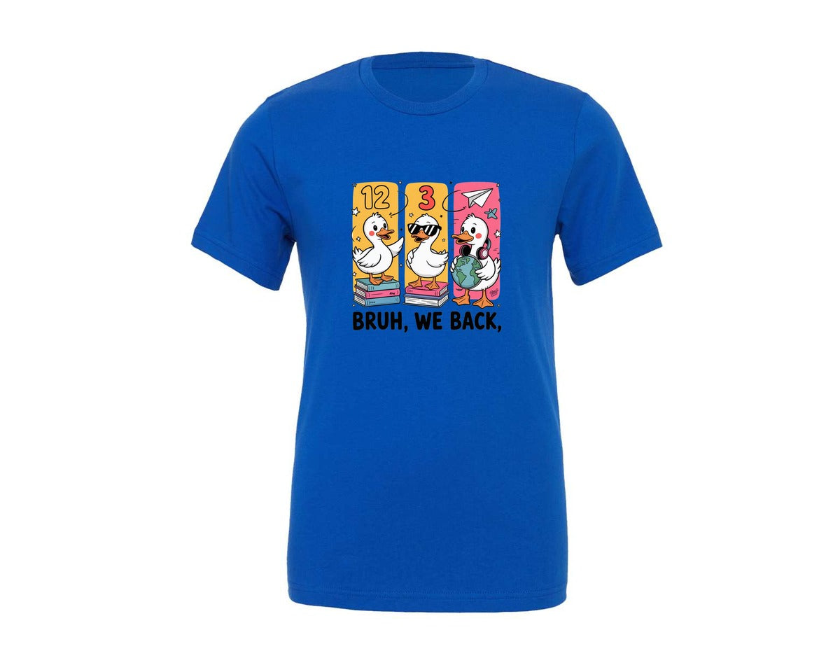 brand:Generic|color:True Royal Blue|Funny Back To School Goose Design Graphic T-Shirt