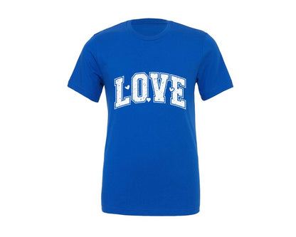 brand:Generic|color:True Royal Blue|Valentine Love Rero Varsity Love Heart Graphic T-Shirt