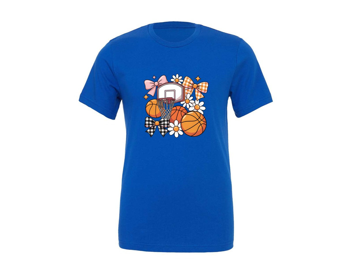 brand:Generic|color:True Royal Blue|Basketball Coquette Game Day Basket 4 Graphic T-Shirt