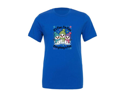 brand:Generic|color:True Royal Blue|Christmas Snowman Pngits Fine Im Fine Graphic T-Shirt