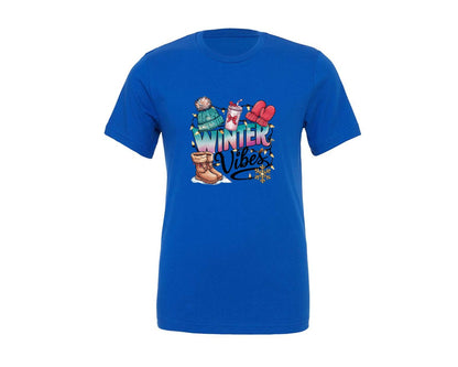 brand:Generic|color:True Royal Blue|Winter Vibes Cozy Holiday Graphic T-Shirt