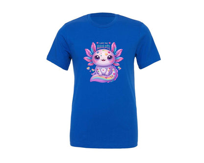 brand:Generic|color:True Royal Blue|Love Axolotl Pastel Chubby Cute Graphic T-Shirt