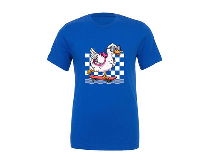 brand:Generic|color:True Royal Blue|Funny Back To School Skateboard Goose Graphic T-Shirt