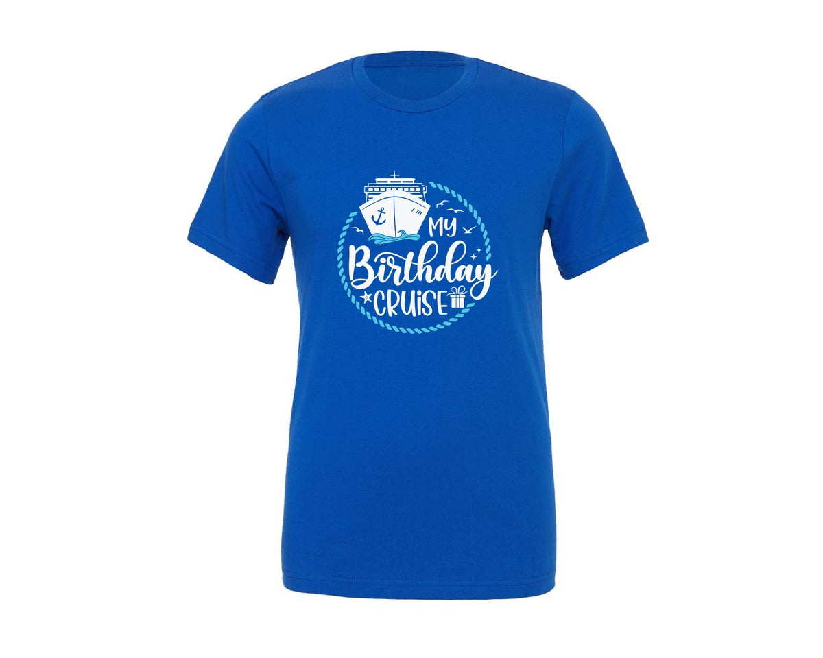 brand:Generic|color:True Royal Blue|My Birthday Cruise Cruising Trip Graphic T-Shirt