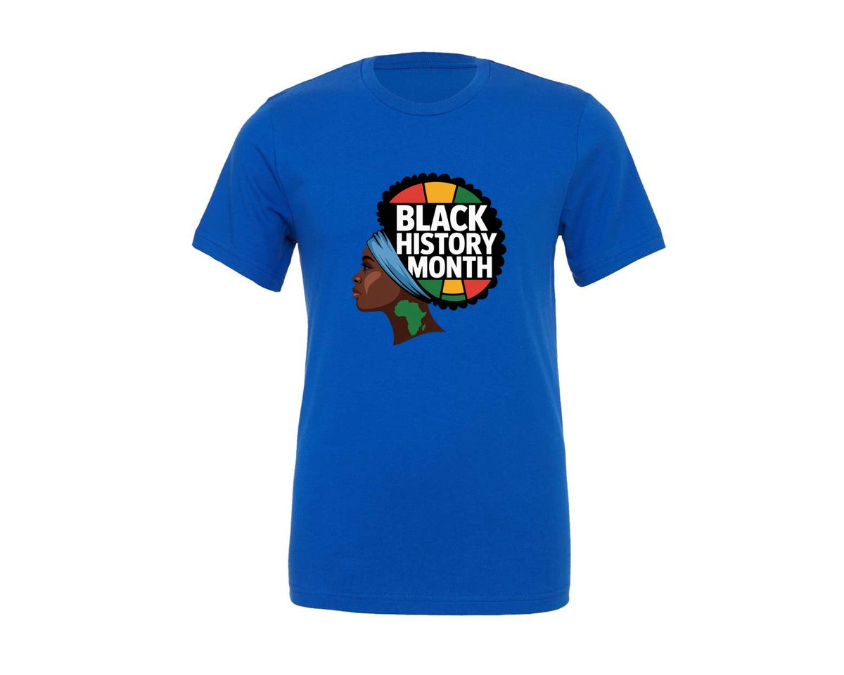 brand:Generic|color:True Royal Blue|Black History Month Afro Woman 2 Graphic T-Shirt