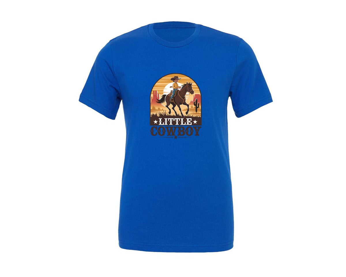 brand:Generic|color:True Royal Blue|Little Cowboy Western Horse Riding Graphic T-Shirt
