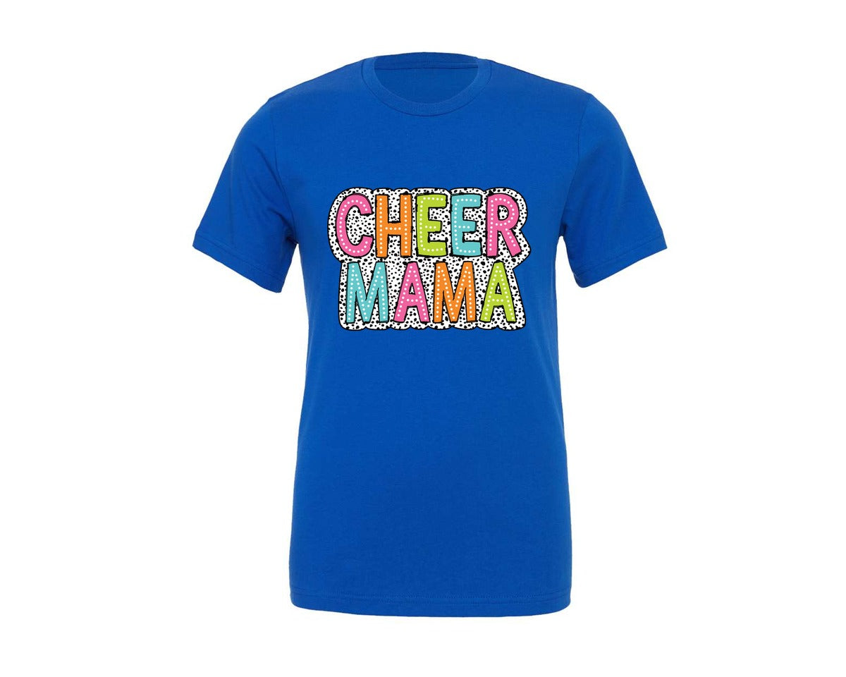 brand:Generic|color:True Royal Blue|Cheer Mama Dalmatian Dots Doodle Mom Graphic T-Shirt