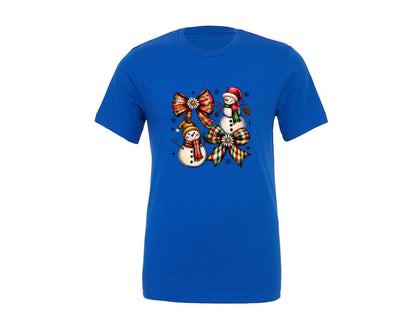 brand:Generic|color:True Royal Blue|Vintage Christmas Snowman Coquette Graphic T-Shirt